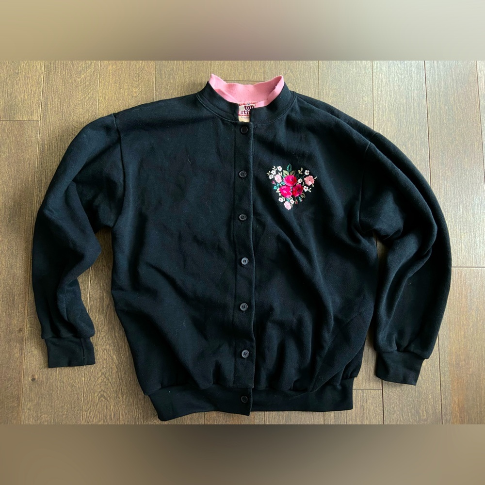 Vintage top stitch double collared button up‎ sweater size medium